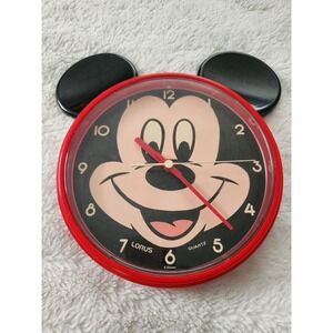Vintage Disney Mickey Mouse Lorus Wall Clock Red w/ Black Ears Japan Movt Works